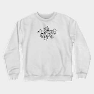 Abstract Fish Drawing (Black) Crewneck Sweatshirt